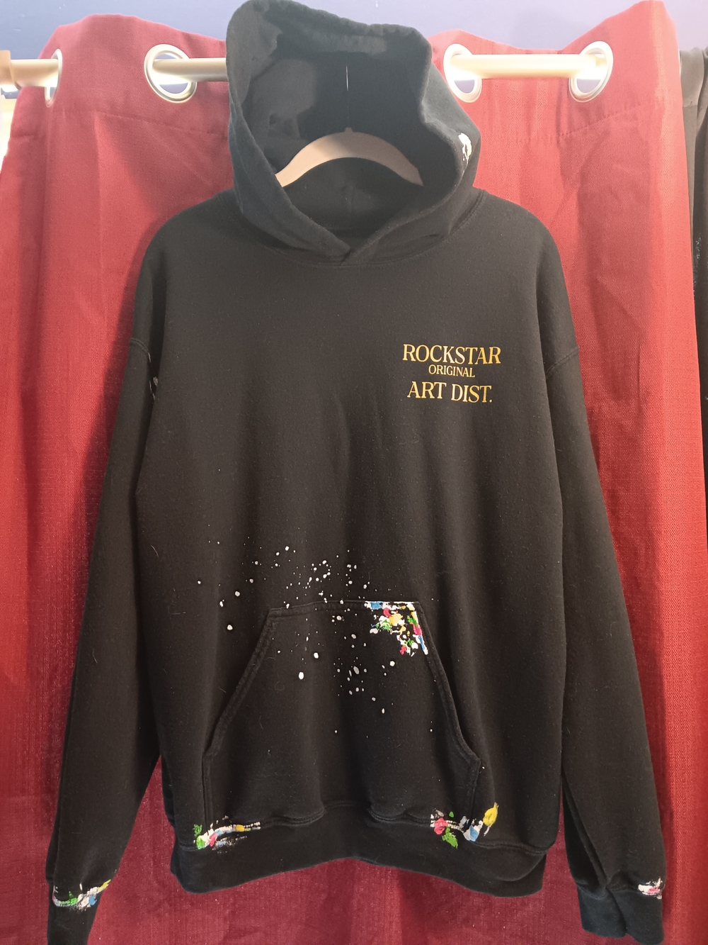 Rockstar Original Art Dist. Black Paint-Splash Hoodie